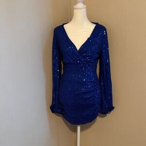 Elegant Blue Sequin Dress